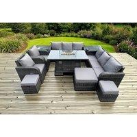 Modern Rattan Garden Sofa Set with Firepit - 3-Seater, Weather-Resistant