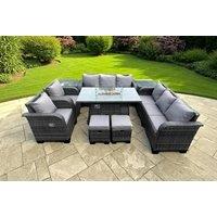 Luxury Rattan Sofa Set with Fire Pit & Recliner - Weather-Resistant Outdoor Furniture