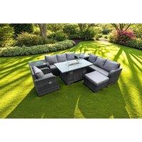 Luxurious Rattan 8-Seater Garden Set with Firepit & Reclining Sofa