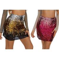 Women'S Sequin Bodycon Mini Skirt - 4 Sizes & 2 Colours