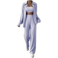 Black Women's Two-Piece Button-Down Shirt and Pant Set - Versatile Summer Style