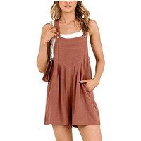 Unisex Brown Women'S Breathable Summer Romper With Pockets
