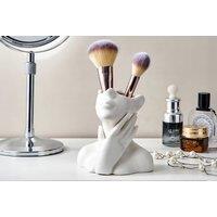 Ceramic White Female Head Vase - Modern Bathroom Ornament, 4 Styles