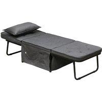 Modern Foldable Fabric Reclining Sofa Bed with Pillow - Charcoal Grey, 1-Seater