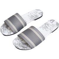 Unisex Navy Women'S Pu Leather Breathable Open Toe Slip-On Flat Slider Sandals - Summer Casual Footwear