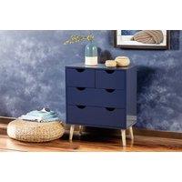 Skara Scandi 4-Drawer Bedroom Chest - MDF Storage Unit, Blue/Grey/Pink/White