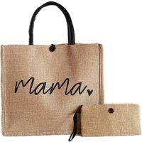 Jute Burlap Mama Shopping Bag With Wallet