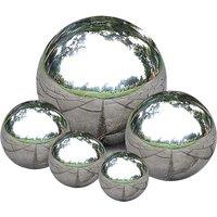 6-Piece Stainless Steel Mirrored Gazing Balls In Silver