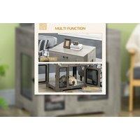 2-in-1 Dog Crate End Table with Drawer & Cushion - Medium Dog Furniture, Multi-Functional, Modern Style