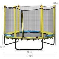 4.6FT / 55-Inch Kids Outdoor Trampoline with Safety Enclosure Net - Ages 1-10, Sturdy Steel Frame, Safe Bungee Design