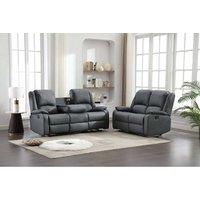 Modern Pu Leather Recliner Sofa Set - Manual 2+3 Seater, 5-Seater Lounge, Cup Holder
