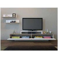 Luna 80" Contemporary TV Stand with Storage & Wall Shelves - Modern Easy-Assembly Living Room Furniture
