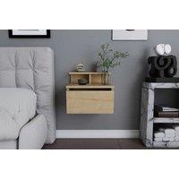 Lis Floating Nightstand - Modern Melamine Wall-Mounted Bedside Table with Drawer & Shelf, Space-Saving Contemporary Bedroom Furniture