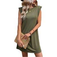 Women'S Sleeveless Solid Colour Dress - 4 Sizes & 3 Colours