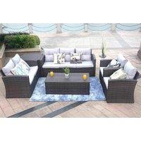 7-Seater PE Rattan Outdoor Dining Sofa Set - Modern & Customisable