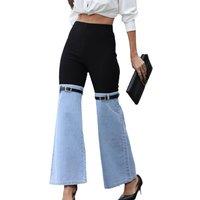 Women'S Wide Leg Denim Patchwork Pants - 4 Sizes, 2 Colours