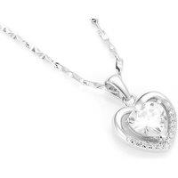 925 Silver Elegant Diamond Heart Pendant Necklace - 3 Colours