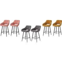 Set Of Two Velvet Upholstered Bar Stools - 3 Colours