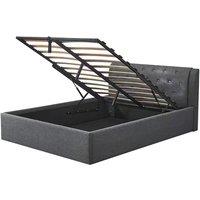 Gas Lift Ottoman Bedframe With Plush Button Upholstered Headboard - 5 Colours, 4 Sizes