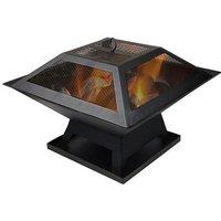 Portable Steel BBQ Fire Pit Grill - Square Outdoor Heater