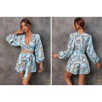 Unisex Pink Women'S Boho-Style Wide-Leg Floral Romper - Breathable Summer Fashion