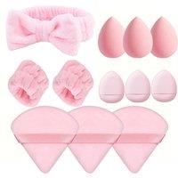 12-Piece Self Care Skincare & Makeup Set - Headband, Sponges & Puffs - For All Skin Types - Daily Routine Essentials