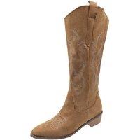Unisex Pink Women'S Pu Leather Embroidered Western Cowgirl Boots - Mid-Calf, 8 Uk Sizes, 3 Colours