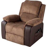 Merida Electric Jumbo Cord Recliner Armchair - Brown Or Grey!