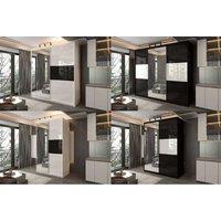 High Gloss Sliding Door Wardrobe - Mdf, Space-Saving Storage, Contemporary Bedroom Furniture (120-250Cm, White/Black)