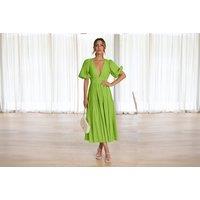 Women'S V-Neck Puff Sleeve Tiered Dress In 4 Sizes And 9 Colours