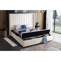 Ultimate Storage Bed In Cream Winged Velvet - 2 Styles!