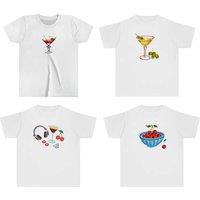 Y2K Cocktail Print Crop Top Baby Tee - 4 Sizes & Designs!