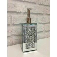Crushed Crystal Glass Soap Dispenser - Modern Glam Bathroom Accessory, Premium Glass & Crystal, Standard Size