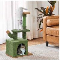 Charming Cactus Cat Tree - Plush, Sisal, Multi-Level, 29" Modern Cat Tower