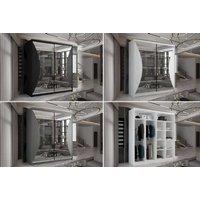 Contemporary Mdf Sliding Mirror Door Wardrobe - 150/203Cm, Space-Saving Bedroom Storage