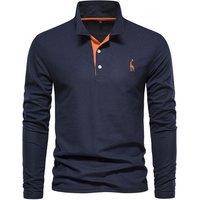 Men's Long Sleeve Cotton Polo Shirt - Breathable, Moisture-Wicking, Regular Fit