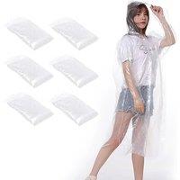 Unisex Black 6-Pack Lightweight Waterproof Rain Ponchos - Unisex Emergency Raincoat Set