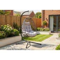 Stylish Dark Grey Hanging Egg Chair with Cushions - Over 2 Metres Tall!