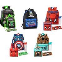 Kids School Backpack Set - Minecraft, Marvel, Sonic Or Scooby