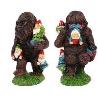 Animal Attacking Garden Gnomes Statue - Fun Outdoor Decor