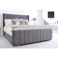 Charcoal Savoy Wingback Bed With Headboard - Mattress Option