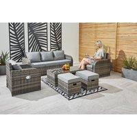 7-Seater Garden Furniture Grey Rattan Cube Sofa Set - 2 Options