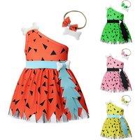 Kids' Funky Stone Age One Shoulder Dress - 6 Sizes, 6 Colours
