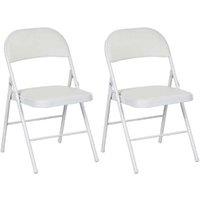 Chic & Comfy: Set Of 2 Cushioned Folding Chairs In White