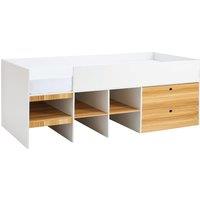 Kids' White & Pine Wood Bed With Storage - Optional Mattress