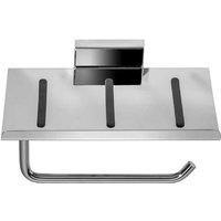Croydex Chester Deluxe Chrome Toilet Roll Holder with Shelf - Modern, Compact, Easy-Fix