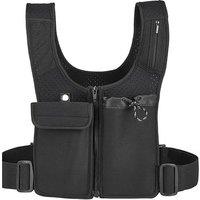 Men'S Dual-Pocket Chest Pack Running Vest W/ Bottle & Phone Holder