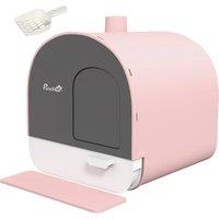 Pawhut Hooded Cat Litter Box With Removable Tray And Scoop