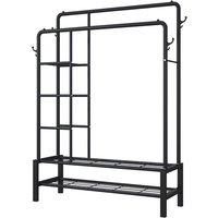 Price Drop! Price Drop 120Kg Capacity 4-In-1 Heavy-Duty Metal Clothes Rack With Side Shelves + Shoe Rack - White Or Black!