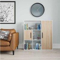 Modern Wood 4-Shelf Bookcase with Dual Cabinets - Compact Storage Solution